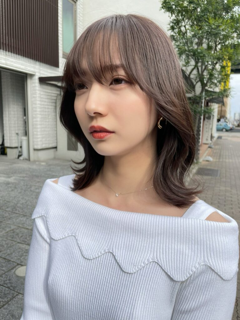 韓国顔まわりレイヤー/髪質改善カラー
